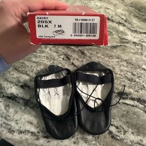 Capezio Black Baby Ballet Flats with Elastic and Lace